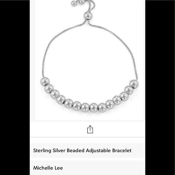 Sterling Silver Beaded Adjustable Bracelet - Picture 2 of 2